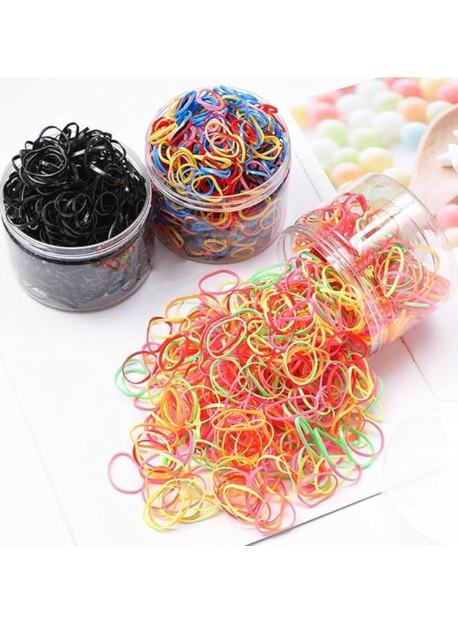 250 Mini Rubber Bands Soft Elastic Bands for Kid Hair Braids Hair (Multicolor,1.5 cm) - Image 1
