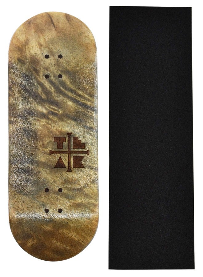 Teak Tuning Prolific Wooden Fingerboard Deck, The Graham Cracker - 34mm x 97mm - Handmade, Pro Shape & Size - Five Plies of Wood Veneer - Includes Prolific Foam Tape - Image 1