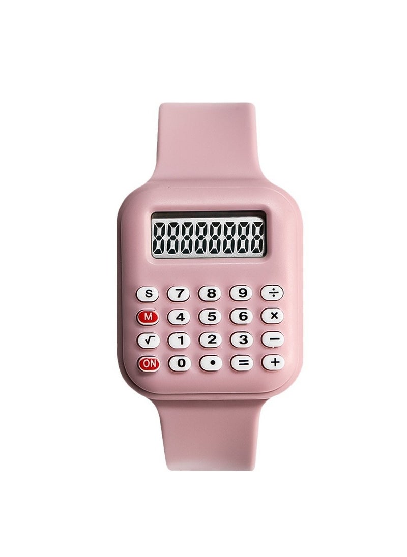 Generic Multifunctional Children's Watch Electronic Calculator Watch Primary School Student Watch Digital Electronic Watch (Pink)  - Image 2