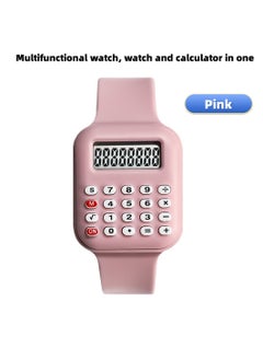 Generic Multifunctional Children's Watch Electronic Calculator Watch Primary School Student Watch Digital Electronic Watch (Pink)  - Image 1