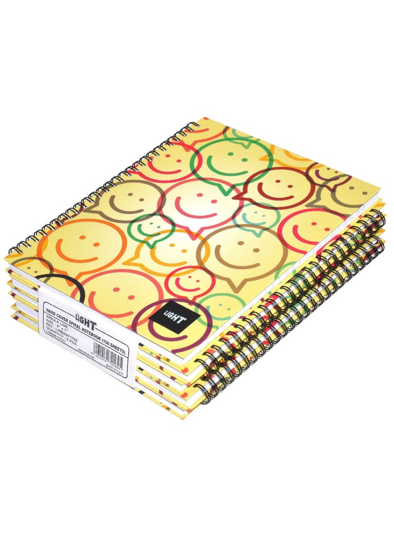 FIS LIGHT Pack of 5  Spiral Hard Cover Notebook, Single Line, 9X7 Inches (22.86 X 20.32 CM) 100 Sheets -LINBS971705 - Image 1