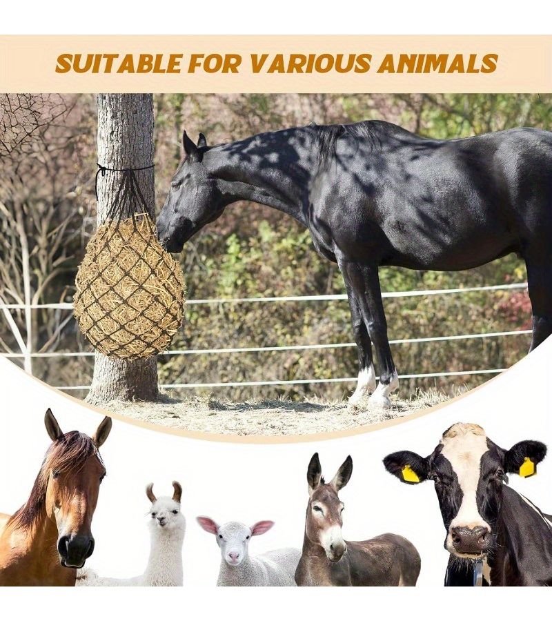 Heavy Duty Slow Feeder Hay Net For Horses 101.6cm Length 2.36in Holes Green - Image 4