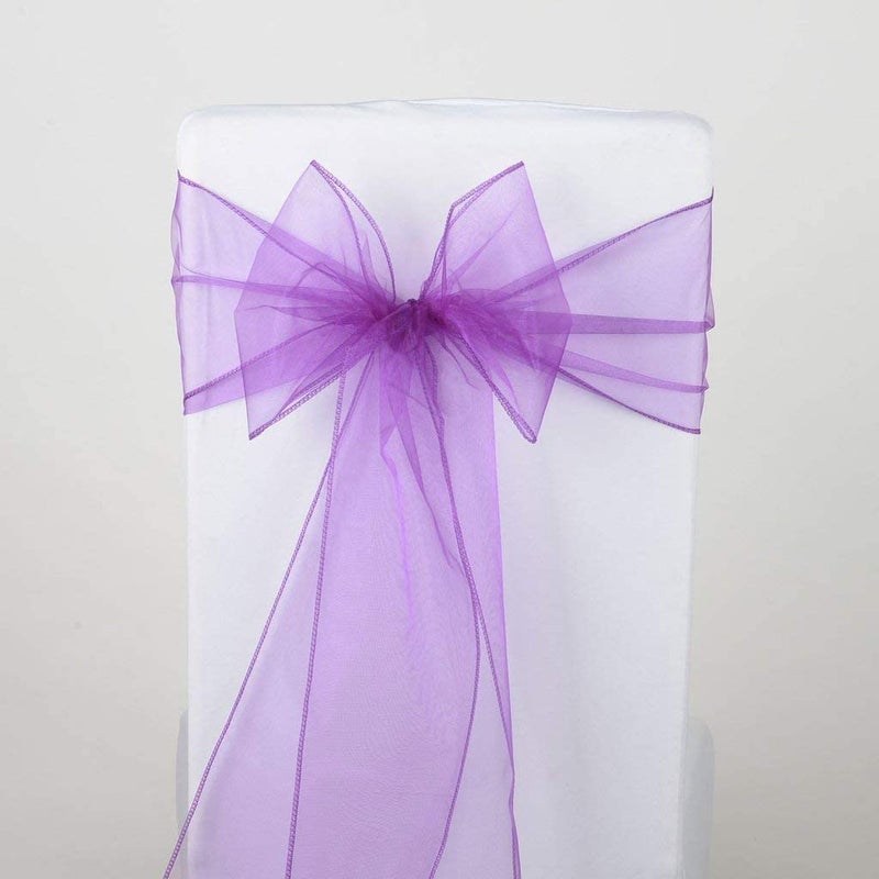 SARVAM FASHION SARVAM FASHION Elegant Organza Chair Sashes Sheer Fabric Sashes for Weddings Parties and Special Events  Pack of 10 Pieces Lavender