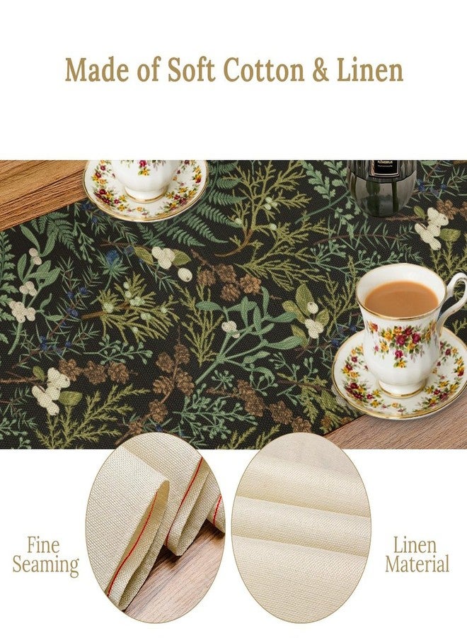 KANEPE Vintage Botanical Table Runner Rustic Plant Green Nature Theme Decor for Indoor Outdoor Party Dinner Festival Rustic Farmhouse Holiday Home Kitchen Dining Room, 13x60in - Image 4