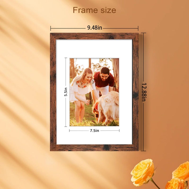 Picrit A4 Picture Frame Set of 12  Display 6x8 with Mat or 8.3x11.7 Without Mat  Photo Frames for Wall Mounting or Table Top Display  Brown - Image 2