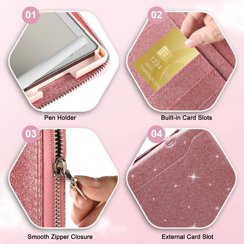 E NET-CASE Glittering PU Leather Case for Remarkable Paper Pro Tablet 11.8" (2024 Released), Business Handheld Design Cover for Remarkable Pro Digital Paper with Pen Holder (Starry Night Pink) - Image 3