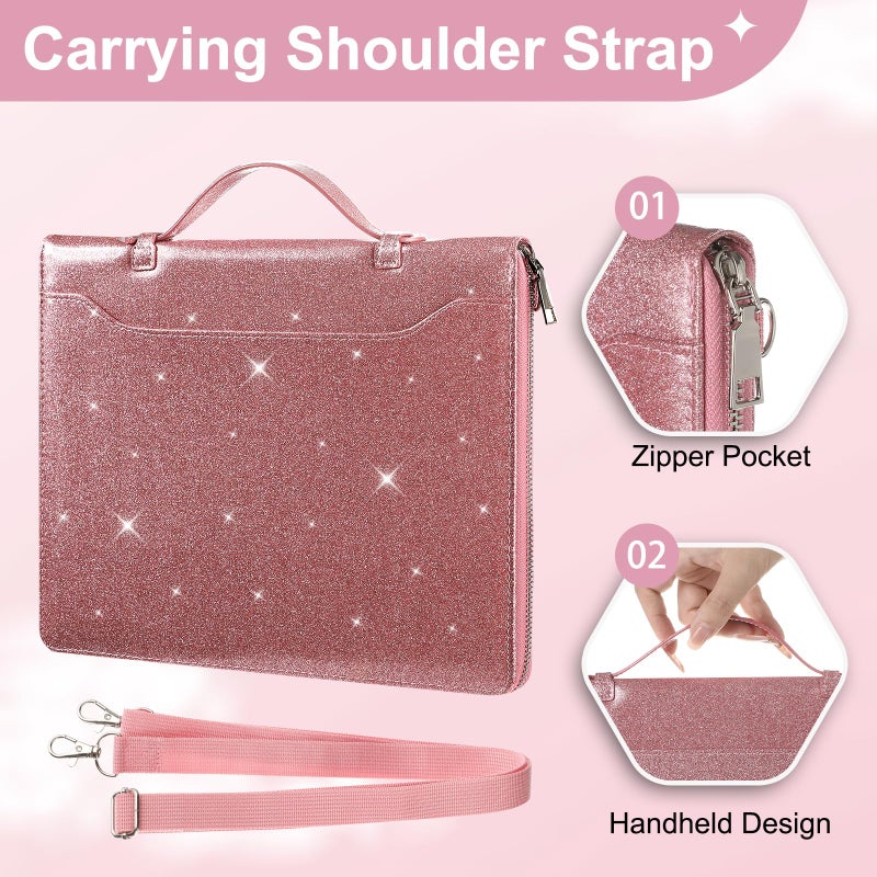 E NET-CASE Glittering PU Leather Case for Remarkable Paper Pro Tablet 11.8" (2024 Released), Business Handheld Design Cover for Remarkable Pro Digital Paper with Pen Holder (Starry Night Pink) - Image 2