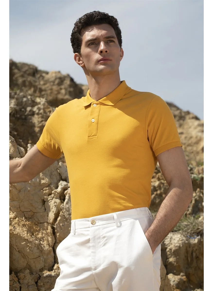 Tudors Slim Fit Narrow Cut Plain Polo Neck Men's T-Shirt
