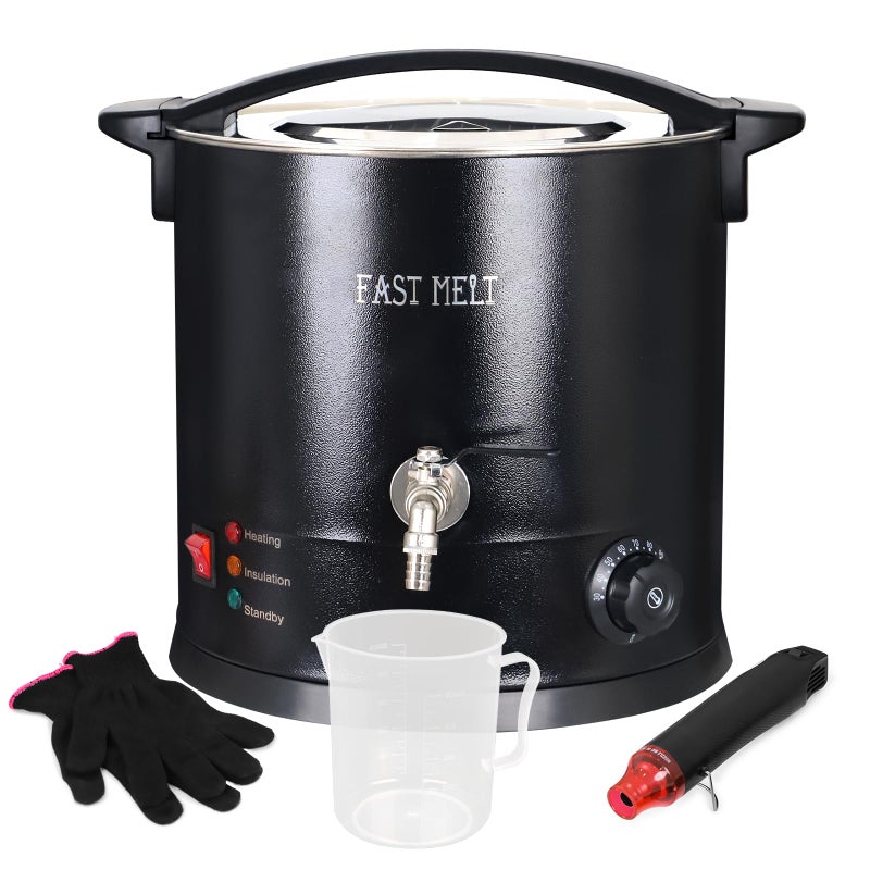 FAST MELT 10L Electric Wax Melter Kit for Candle Making, 30-110 â„ƒ Digital Temp Control, Easy-Pour Spout, Heat Gun, Gloves & Measuring Cup, Professional Home Candle Business Starter Equipment - Image 1