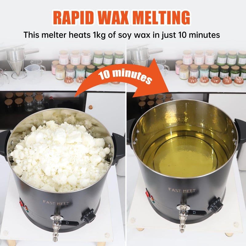 FAST MELT 10L Electric Wax Melter Kit for Candle Making, 30-110 â„ƒ Digital Temp Control, Easy-Pour Spout, Heat Gun, Gloves & Measuring Cup, Professional Home Candle Business Starter Equipment - Image 5