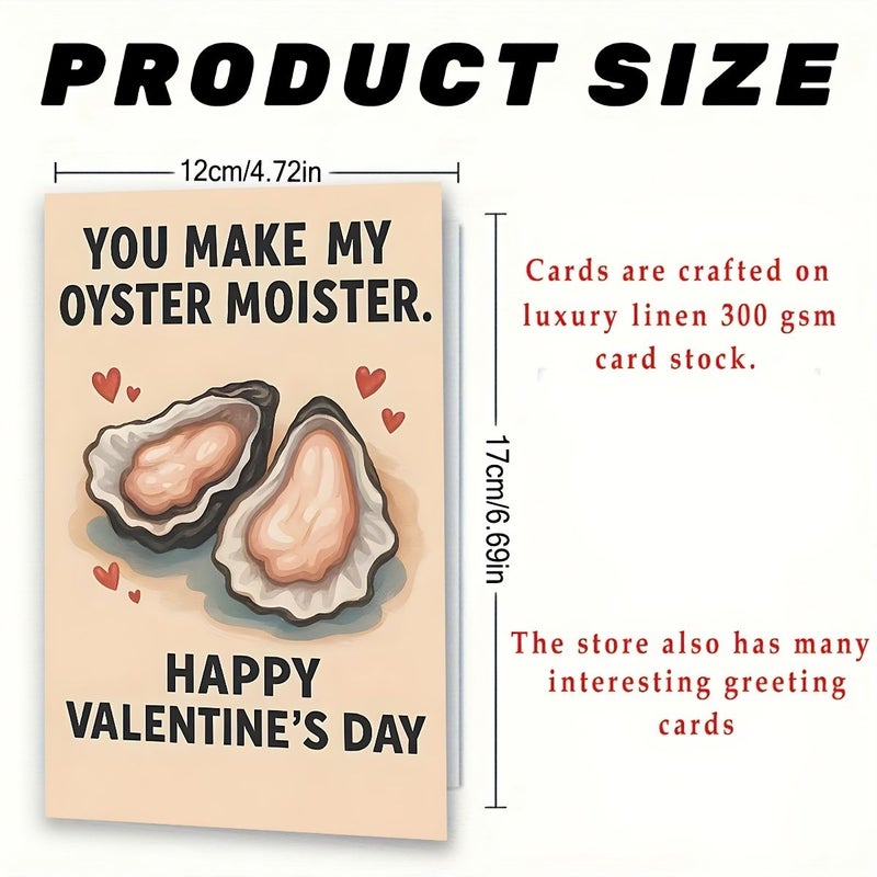 1 Kraft Paper Funny Oyster Moister Valentine Day Card With Envelope Humorous Oyster Pun Romantic Gesture For Couples Oyster Lovers Quirky Love Note Premium Paper 4.7 In 6.7 In - Image 3