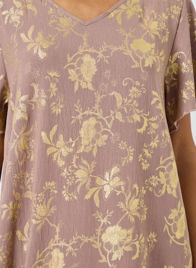 Take Two Multi Women Floral Printed Short Sleeve Jalabiya for Women | Best Price UAE