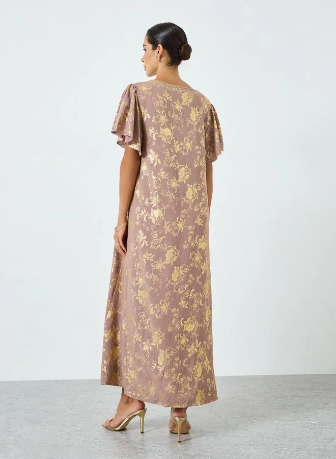 Take Two Multi Women Floral Printed Short Sleeve Jalabiya for Women | Best Price UAE