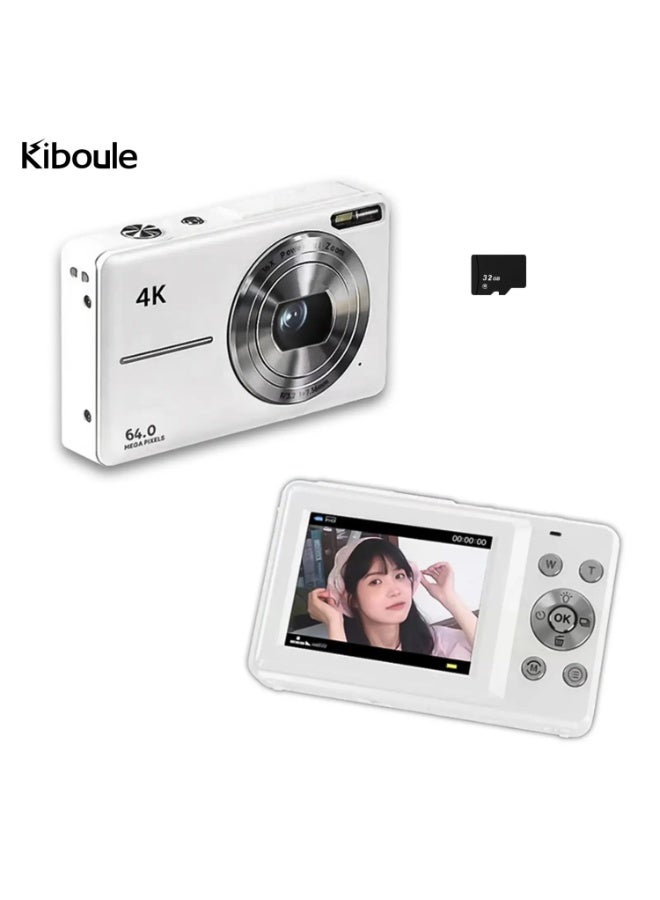 Kiboule Digital Camera 64MP Digital Video Camera 2.4 Inch Screen 18X Digital Zoom Built-in Battery with 32GB SD Card  Birthday Gift for Teens Students Friends  - Image 1