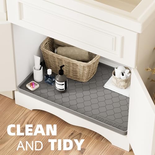 Winisok Silicone Under Sink Mat 40" x 22", kitchen Essentials and Gadgets, Shelf liner and Cabinet Protector, Home Organizers and Storage, Waterproof Bathroom Tray - Image 4