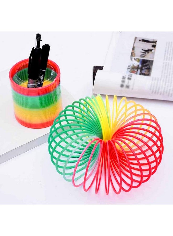 VGRASSP Colorful Magic Rainbow Glossy Spring Coil | Plastic Made Bouncy Expandable Slinkey Classic Toy for Kids and Adults | Portable and Stress Relief Toy | Birthday Return Gift | Multicolor - Image 2