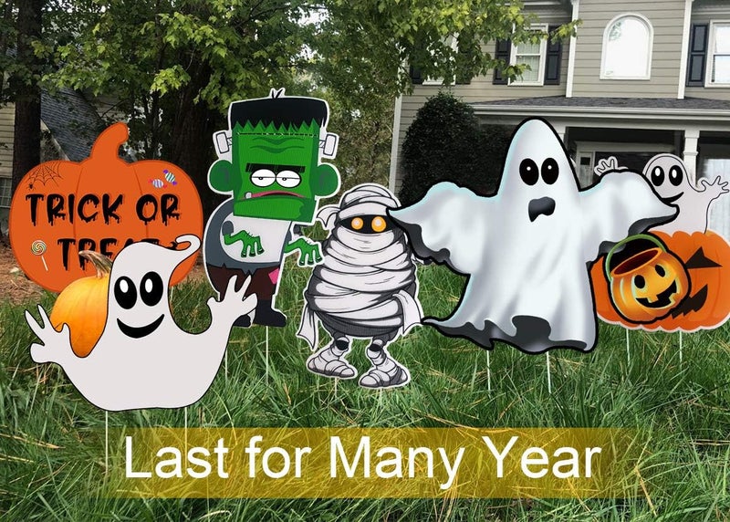 GameXcel 10PCS Yard Signs Halloween Props Pumpkin Ghost Monster Stakes for Decorations Outdoor Lawn Decor - Image 2