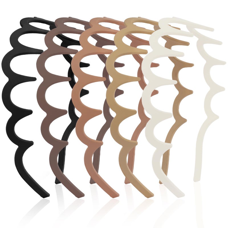 Aprince Zigzag Headbands 5pcs, Neutral Matte Plastic Headbands with Teeth, Non-slip Wavy Hairbands for Women&Men, U Shape Reversible Headband, Retro High Skull Headband, 90s Comb Hair Hoop - Image 1