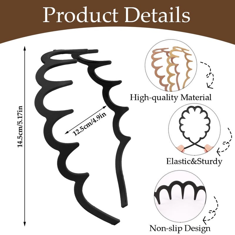 Aprince Zigzag Headbands 5pcs, Neutral Matte Plastic Headbands with Teeth, Non-slip Wavy Hairbands for Women&Men, U Shape Reversible Headband, Retro High Skull Headband, 90s Comb Hair Hoop - Image 4
