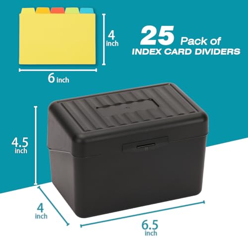 H4D Index Card Holder 4x6 Inches with 25 Plastic Dividers, Black - Image 3