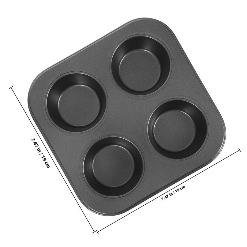 Non Stick 4 Grid Muffin Cupcake Baking Tray Pan Black Oven Mold for Home Kitchen - Image 3