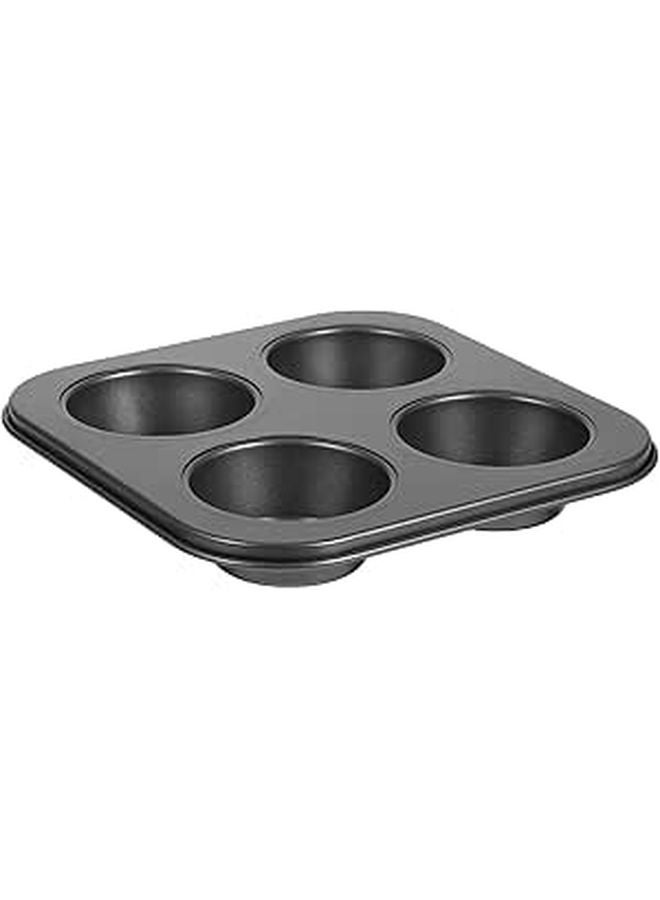 Non Stick 4 Grid Muffin Cupcake Baking Tray Pan Black Oven Mold for Home Kitchen - Image 1