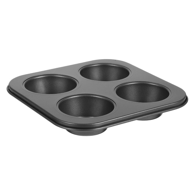 Non Stick 4 Grid Muffin Cupcake Baking Tray Pan Black Oven Mold for Home Kitchen - Image 2