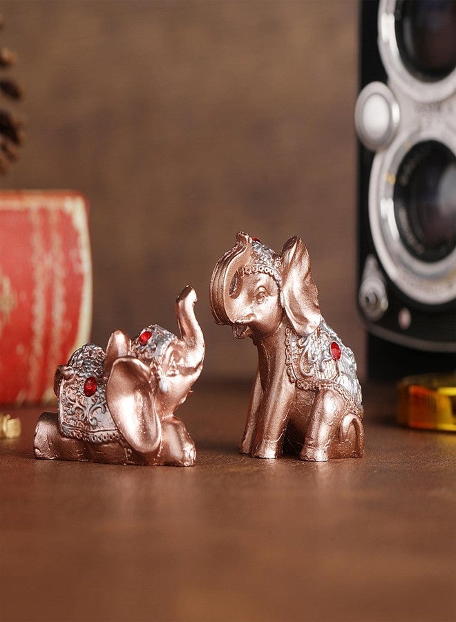 Mose Cafolo Set of 6pcs Feng Shui Pinky Rose Gold Color Small Elephant Statues Figurine Home Decor Gift Collection - Image 5
