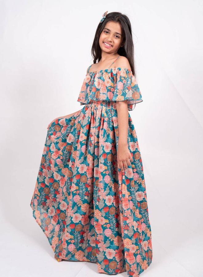 Maithili Printed A-Line Off Shoulder Maxi Dress - Image 2