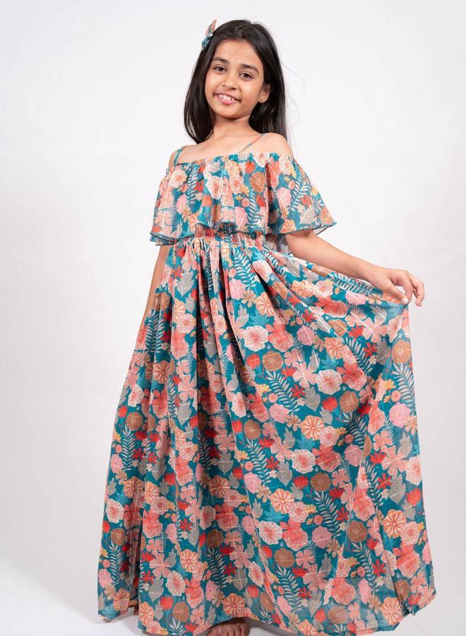 Maithili Printed A-Line Off Shoulder Maxi Dress - Image 1