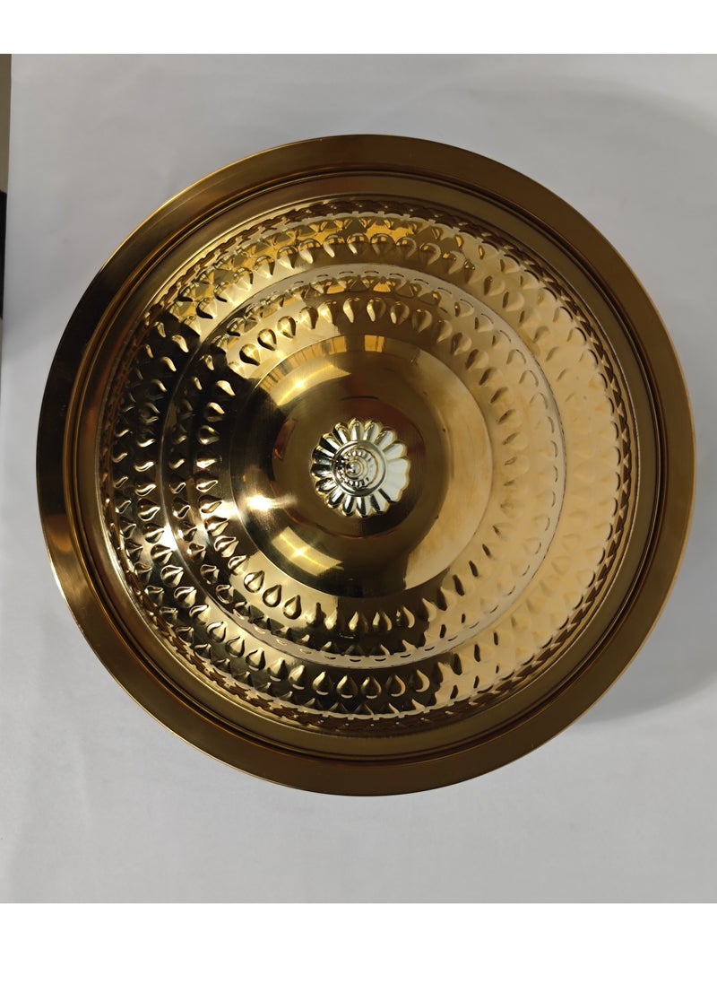 HTH - Multipurpose Use Water Drop Pattern Stainless Steel Round Serving Tray with Dome Lid Hotel Buffet Plate Restaurant Tableware Banquet Food Plate 30/35/40/45/50/55 cm - Image 1