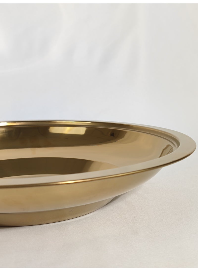 HTH - Multipurpose Use Water Drop Pattern Stainless Steel Round Serving Tray with Dome Lid Hotel Buffet Plate Restaurant Tableware Banquet Food Plate 30/35/40/45/50/55 cm - Image 1