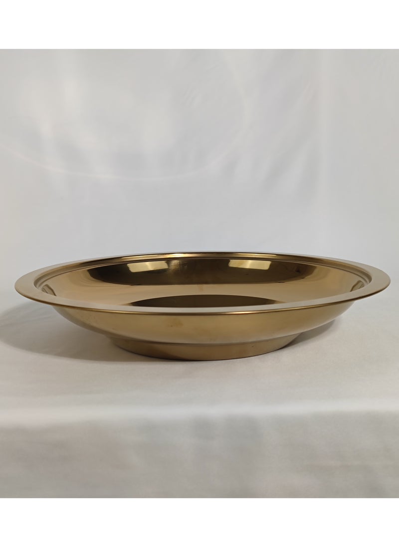 HTH - Multipurpose Use Water Drop Pattern Stainless Steel Round Serving Tray with Dome Lid Hotel Buffet Plate Restaurant Tableware Banquet Food Plate 30/35/40/45/50/55 cm - Image 1