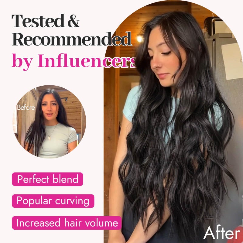 KooKaStyle Invisible Wire Hair Extensions with Transparent Wire Adjustable Size 4 Secure Clips Long Wavy Secret Synthetic Hairpiece (24 Inch, Black) - Image 5