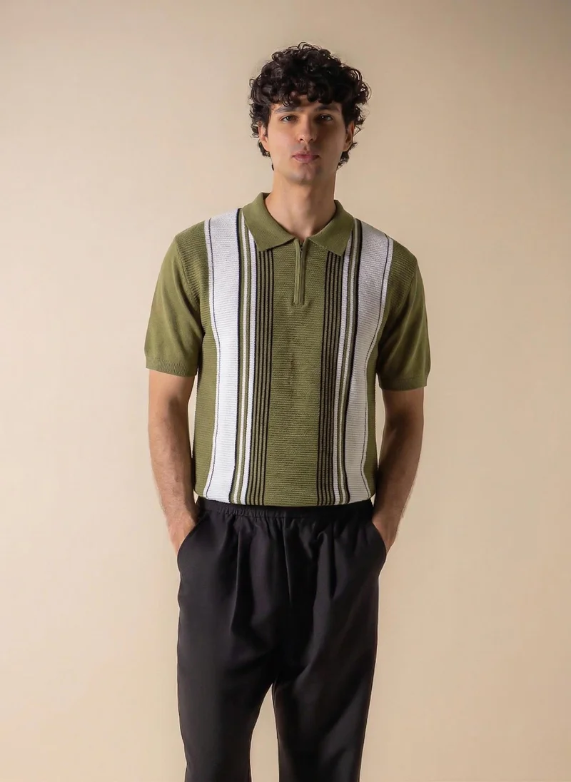 SHAPES CONTRAST STRIPE POLO SHIRT