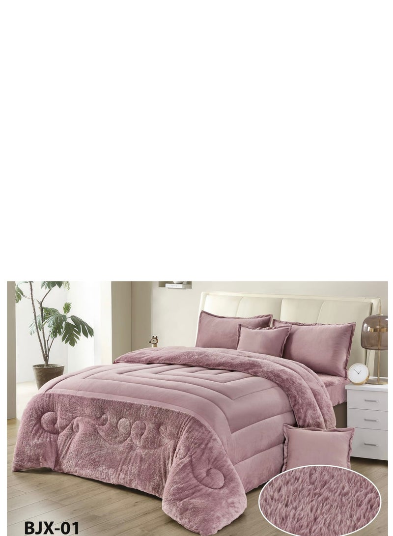 مون مفرش سرير شتوي نفر واحد وجهين وجه مخمل وجه فرو مقاس 170x220 سم - Image 1