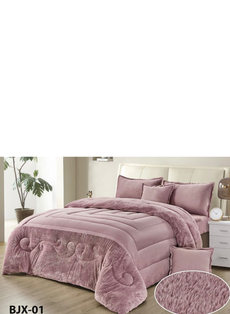 مون مفرش سرير شتوي نفر واحد وجهين وجه مخمل وجه فرو مقاس 170x220 سم - Image 2