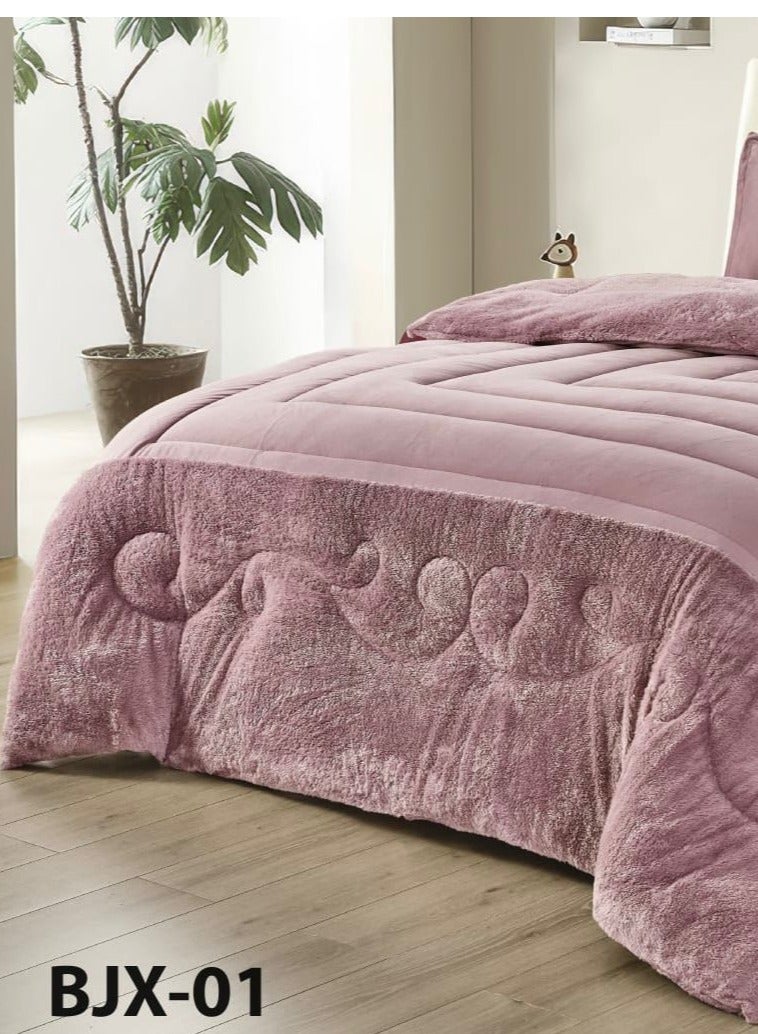 مون مفرش سرير شتوي نفر واحد وجهين وجه مخمل وجه فرو مقاس 170x220 سم - Image 3