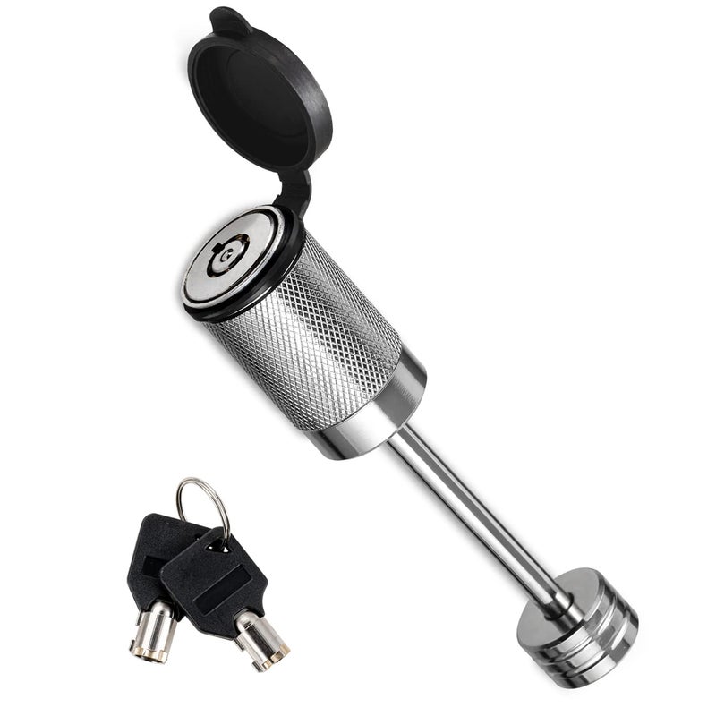 CZC AUTO Trailer Coupler Lock 14 Dia 212 Span Trailer Tongue Lock Fits LatchType Coupler Chrome Coated Trailer Lock with Keys for Towing Boat Truck Trailer RV Car