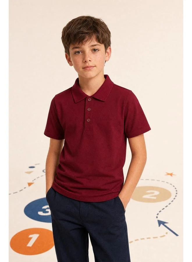 Perendi Unisex Kids 2‑Piece Polo Collar Short‑Sleeve School T‑shirt.