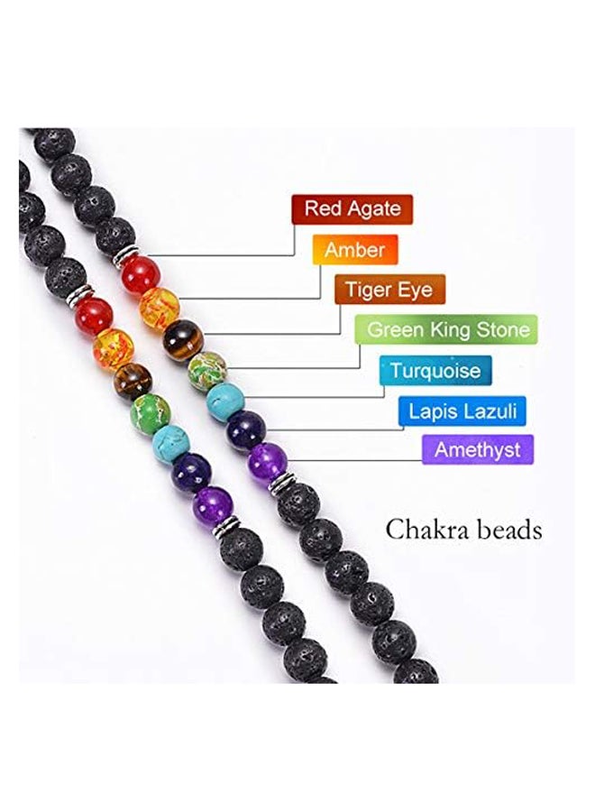 7 Chakra Bracelet, 108 Mala Beads Gemstone Wrap Bracelet, 8mm Turquoise Buddhist Prayer Necklace with Tree of Life Pennant - Image 3