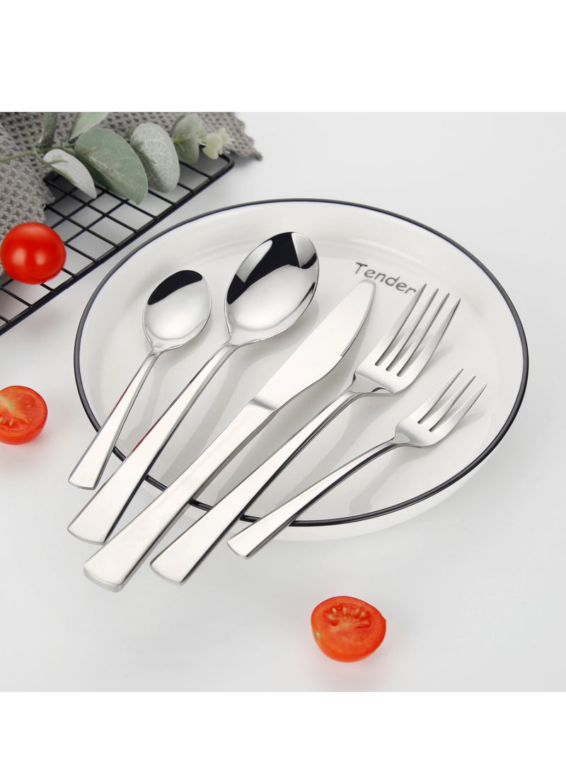 SUNHOME 30-Piece Stainless Steel Cutlery Set Kitchen Utensil Set Western Tableware Suitable For Home Kitchen Restaurant Hotel Party Dining Picnic Dining Exquisite Packaging Gift Silver - Image 3