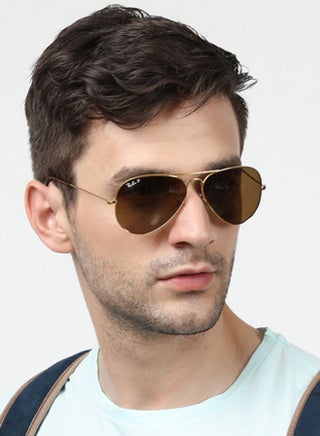 Unisex Polarized Full Rim Aviator Sunglasses - RB3025 001/57 58 - Lens Size: 58 mm - Gold - view 3
