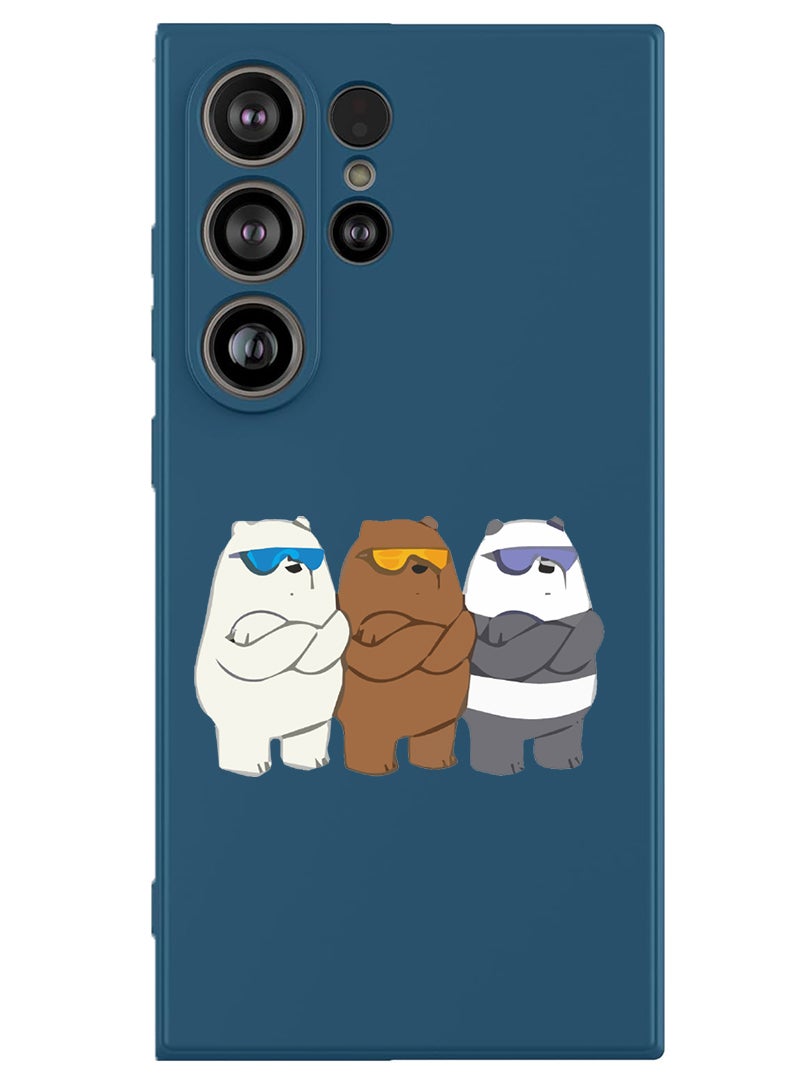 Theodor Protective Slim Fit Case Liquid Silicone Cover with Full Body Protection Anti-Scratch Shockproof Case For Samsung Galaxy S25 Ultra (Blue) - Bears Pose - Image 1