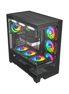 TWISTED Twisted Minds Bullet-07 Mid Tower ATX Gaming PC Case, Tempered Glass Front & Side Panel + Mesh, 7x RGB Pre-installed Fans, 3.5″ HDD*3+2.5″ SSD*3 Up to 420mm AIO, USB 3.0 / Type-C*, Black  - Image 2