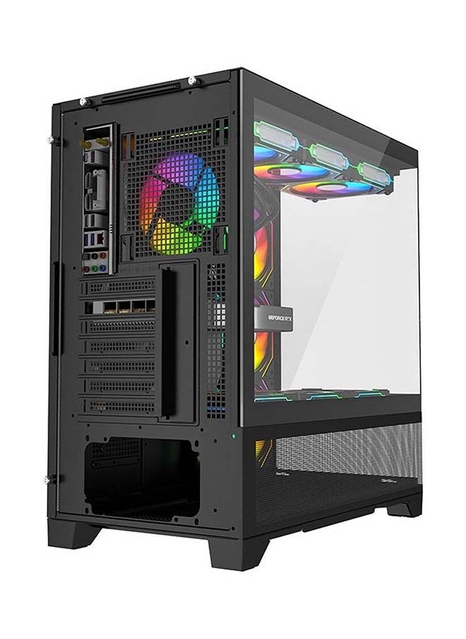 TWISTED - Twisted Minds Bullet-07 Mid Tower ATX Gaming PC Case, Tempered Glass Front & Side Panel + Mesh, 7x RGB Pre-installed Fans, 3.5″ HDD*3+2.5″ SSD*3 Up to 420mm AIO, USB 3.0 / Type-C*, Black - Image 1