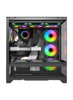 TWISTED Twisted Minds Bullet-07 Mid Tower ATX Gaming PC Case, Tempered Glass Front & Side Panel + Mesh, 7x RGB Pre-installed Fans, 3.5″ HDD*3+2.5″ SSD*3 Up to 420mm AIO, USB 3.0 / Type-C*, Black  - Image 3