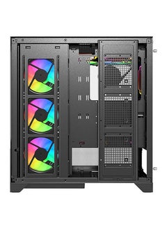 TWISTED Twisted Minds Bullet-07 Mid Tower ATX Gaming PC Case, Tempered Glass Front & Side Panel + Mesh, 7x RGB Pre-installed Fans, 3.5″ HDD*3+2.5″ SSD*3 Up to 420mm AIO, USB 3.0 / Type-C*, Black  - Image 4