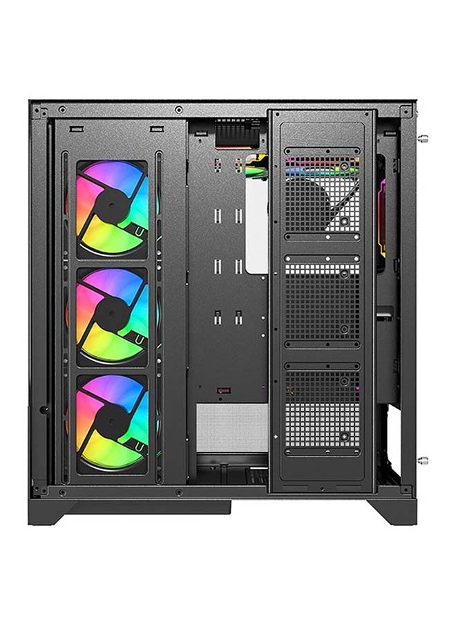 TWISTED - Twisted Minds Bullet-07 Mid Tower ATX Gaming PC Case, Tempered Glass Front & Side Panel + Mesh, 7x RGB Pre-installed Fans, 3.5″ HDD*3+2.5″ SSD*3 Up to 420mm AIO, USB 3.0 / Type-C*, Black - Image 1