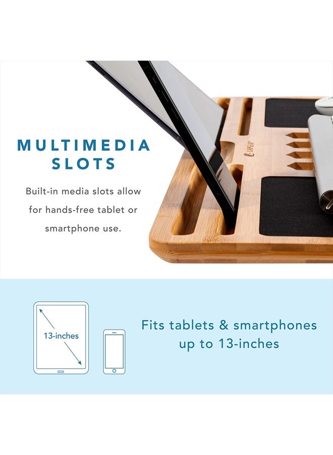 LapGear Bamboo Pro Lap Board with Wrist Rest, Mouse Pad, and Phone Holder - Natural - Fits up to 17.3 Inch Laptops and Most Tablets - Style No. 77101  - Image 3